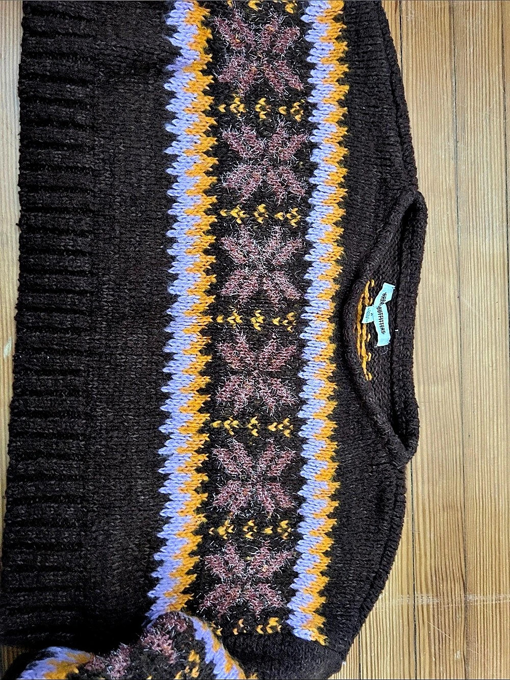 Urban Outfitters Geometric Knit Sweater in Black & Purple Size Small